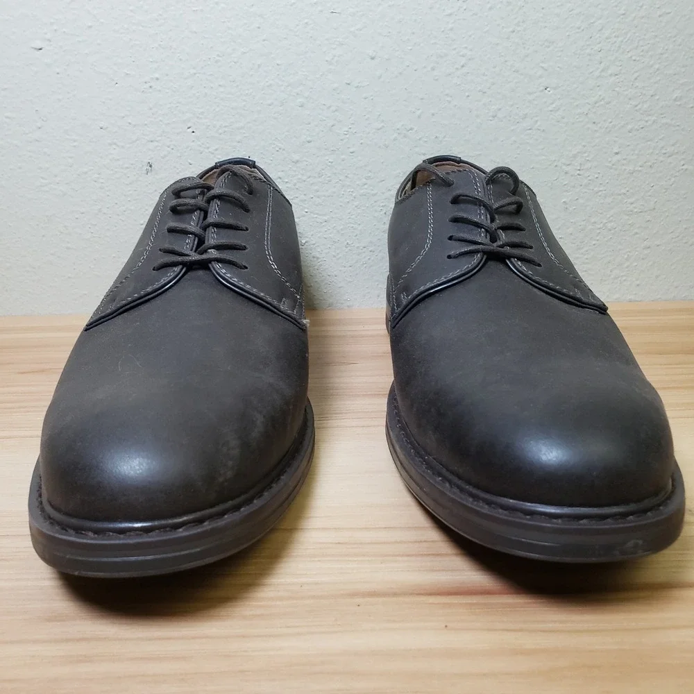 R2 Report Mens Size 10 Eric Lace Up Oxford Loafers Black Faux Leather Dress Shoe
